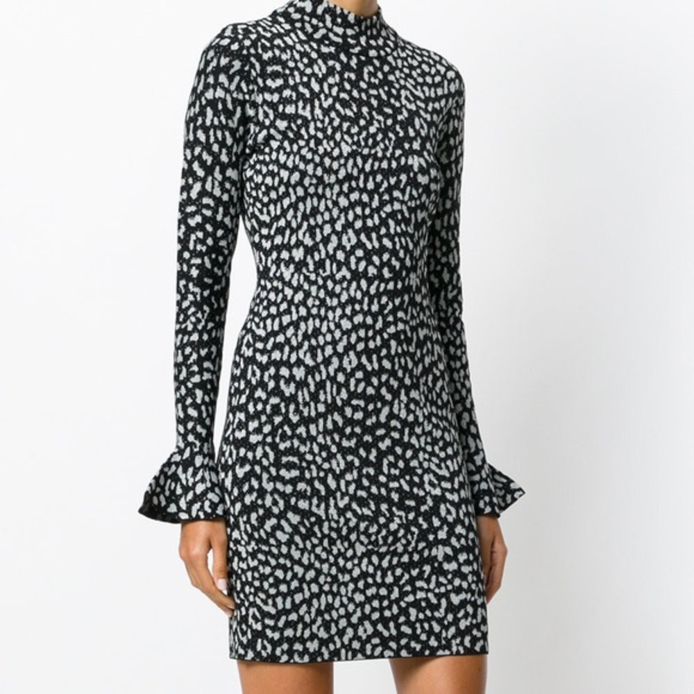 Michael Kors Silver Leopard Jacquard Knit Dress S